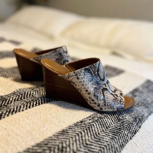 Franco Sarto Snake Print Wedges with Stacked Heel